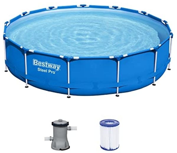 Bestway 'Steel Pro' Frame Pool, inkl. Filterpumpe, Stahl / Kunststoff blau, Ø 396 x H 84 cm