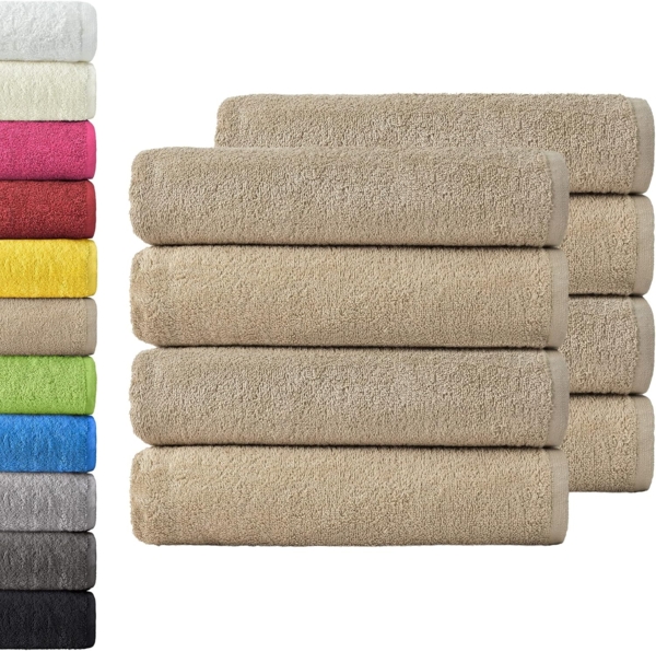 NatureMark 8er Spar-Pack Frottier Handtücher, Handtuch-Set, 50x100 cm, Sand/Beige, 100% Baumwolle