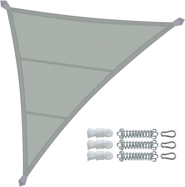 VOUNOT® Sonnensegel Dreieckig mit Befestigung Set, Wasserdicht Sonnenschutz Wetterbeständig und UV Schutz, für Balkon Garten Terrasse, 5 x 5 x 5 m, Grau