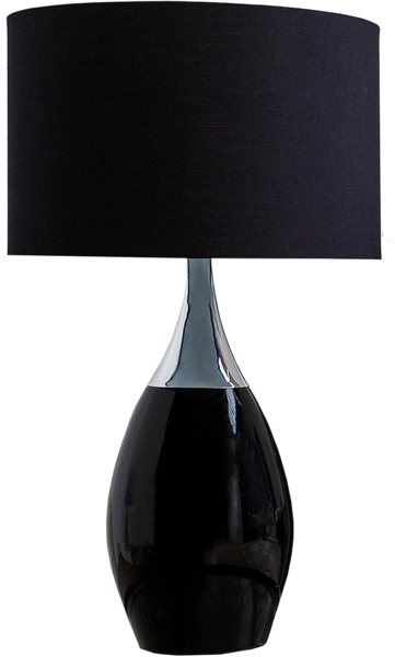 riess-ambiente Tischleuchte CARLA 60cm schwarz / silber, ohne Leuchtmittel, Tischlampe · Modern Design · mit Leinenschirm