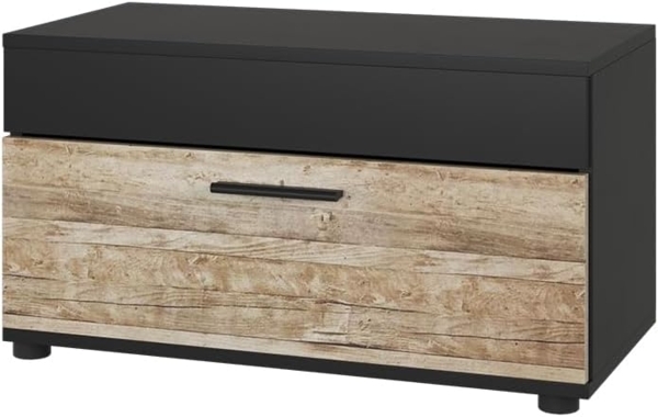 Wohnzimmerschrank Berno Schwarz/Sandeiche 70.8 x 38.9 cm mit Klapptür Vicco