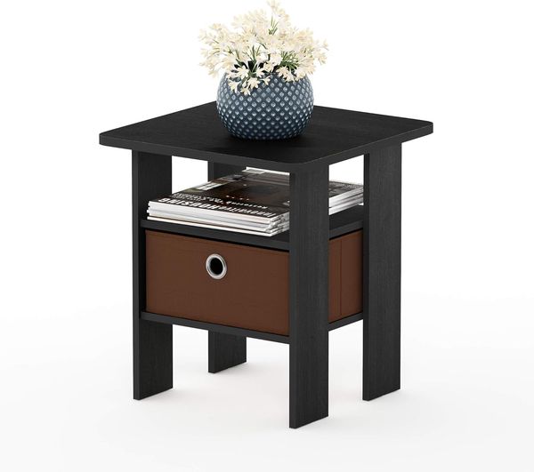 Furinno Andrey Beistelltisch Nachttisch mit Schublade, Holz, Americano/Mittelbraun, 39. 37x39. 37x44. 45 cm