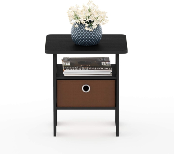 Furinno Andrey Beistelltisch Nachttisch mit Schublade, Holz, Americano/Mittelbraun, 39. 37x39. 37x44. 45 cm Bild 4