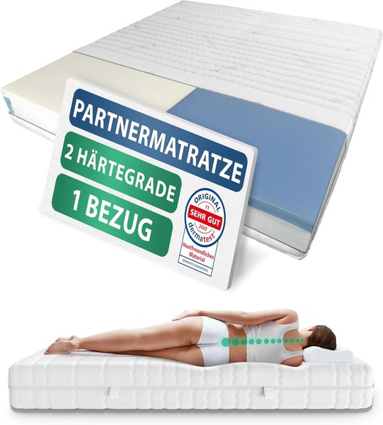Taschenfederkernmatratze 1000 Federn 7-Zonen Federkernmatratze, 2 Härtegrade, Doppelbett, Paare, AM Qualitätsmatratzen, 24 cm hoch, 140x200 cm