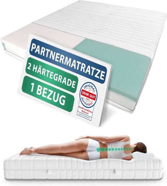 Taschenfederkernmatratze 1000 Federn 7-Zonen Federkernmatratze, 2 Härtegrade, Doppelbett, Paare, AM Qualitätsmatratzen, 24 cm hoch, 140x200 cm