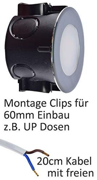 ChiliTec LED Einbauleuchte Treppenlicht - Stufenleicht für Unterputz Dosen - 2Watt 150Lumen - für 60mm UP-Dosen - 230V Stufenbeleuchtung Licht Weiß Bild 5