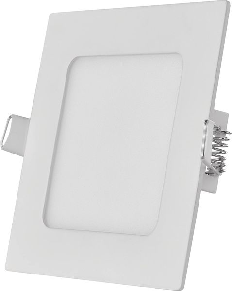 EMOS LED Panel 7 W, quadratische 450 lm Einbauleuchte, Deckenleuchte in Weiß mit Durchmesser 12 cm, extra flach, Einbautiefe 2,1 cm, Lichtfarbe warmweiß 3000 K, inkl. LED-Treiber