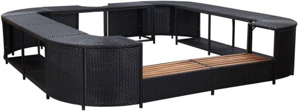 vidaXL Whirlpool-Umrandung Quadratisch Schwarz 268x268x55 Poly Rattan 46073