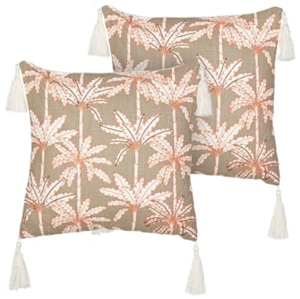 Kissen 2er Set Pflanzenmuster MELOBESIA Baumwolle 45 x 45 cm Bunt