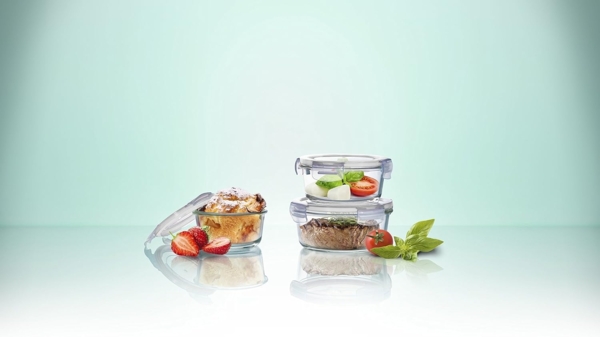 Click`n Store Click`n Store Frischhaltedosen Glas Set Gefrierdosen BPA frei