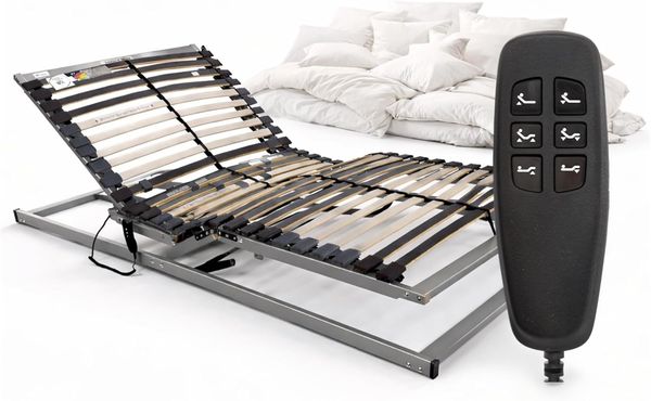 BeCo Lattenrost, Luxus E-Move, elektrischer Lattenrost, 90x190 cm, 28 Federholzleisten, komplett montiert, Kopf-und Fußteil verstellbar, TÜV geprüft, Made in Germany, 100 Nächte Testschlafen