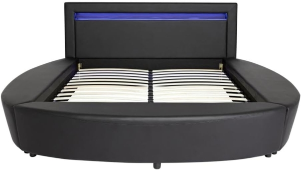 Vente-unique - Bett 180 x 200 cm - Mit LED-Beleuchtung - Kunstleder - Schwarz ABULIS III Bild 4