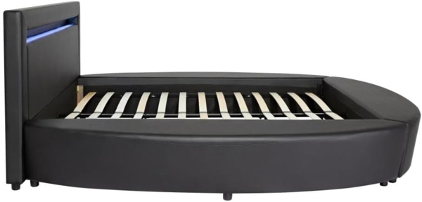 Vente-unique - Bett 180 x 200 cm - Mit LED-Beleuchtung - Kunstleder - Schwarz ABULIS III Bild 5