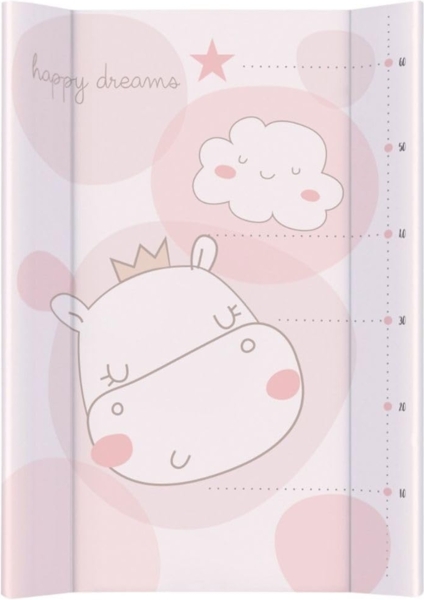 Kikkaboo Wickelauflage Hart-PVC 80x50 cm Wachstumsskala erhöhter Rand wasserdicht rosa