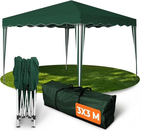Faltpavillon 3x3 m - wasserdicht - ohne Seitenteile, grün