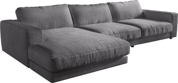 Ecksofa Cubico 350x190 cm Cord Anthrazit Recamiere links