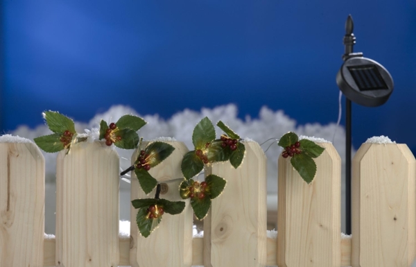 LED Solar-Lichterkette Ilex Stechpalme Girlande Weihnachtsdeko Balkondeko