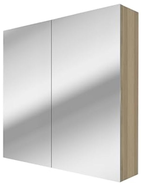 Spiegelschrank Badspiegel Badezimmer Spiegel City 80cm braun Eiche mit 5W LED-Strahler / Energiebox