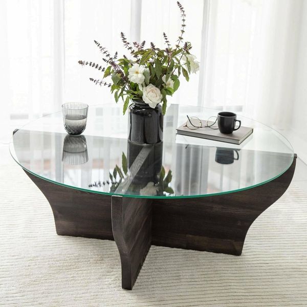 Dmora - Wohnzimmertisch Almach, Niedriger Wohnzimmertisch, Kaffeeregal, Couchtisch für Sofa, 92x92h36 cm, Anthrazit
