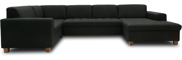 DOMO Collection Sugar Wohnlandschaft, Sofa, Couch, Polstergarnitur, Moderne U-Form, anthrazit, 162 x 333 x 199 cm