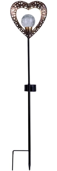 näve LED Solarleuchte Herz, LED fest integriert, Warmweiß, 2er Set, Erdspieß, Höhe: 59cm, LED warmweiß, inkl. Akku