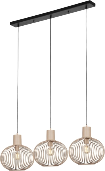 Pendelleuchte GILA 3-flammig mit Gitter Lampenschirmen Beige, Breite 120cm