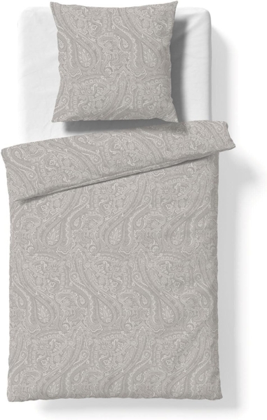 Fleuresse Lech Edelflanell Bettwäsche 135x200 Paisley grau silber 603868-27 Bild 1