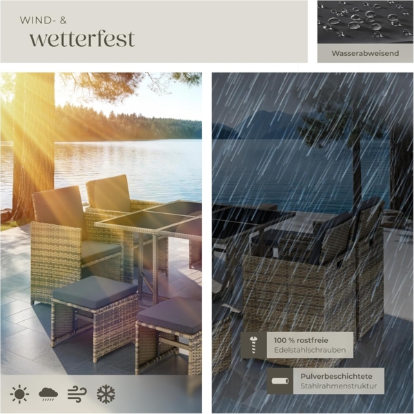 tectake Sitzgruppe Rattan Sitzgruppe, (Set, 9-tlg), für 4 bis 8 Personen Bild 7