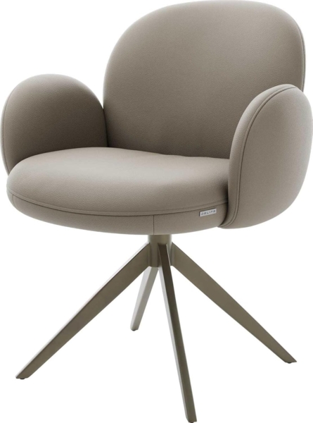 Drehstuhl Nube-Flex mit Armlehnen Echt-Leder Schlamm Kreuzgestell breit Effektfinish Titan 360° drehbar Taschenfederkern