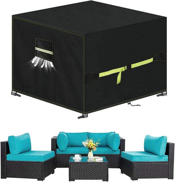 VDISRR Abdeckhaube Gartenmöbel, 420D Oxford Abdeckhauben Für Tische 135 x 135 x 75 cm, Gartentische Schutzhülle mit Belüftungsöffnungen Wasserdicht, UV-beständig, Staubfest, Winterfest für Terrassenmöbel