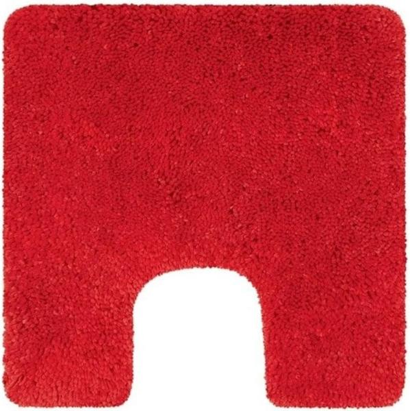 Spirella Badteppich Badematte Duschvorleger Mikrofaser Hochflor | flauschig | rutschhemmend | geeignet für Fußbodenheizung | 55x55 cm | Rot