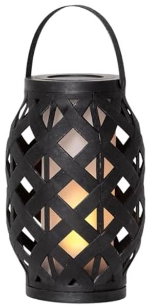Garten-Laterne FLAME L black, Feuer-Effekt & Timer