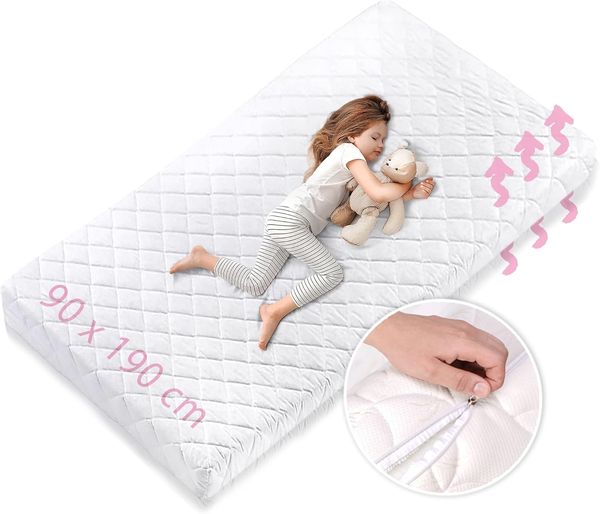 Kids Collective Kindermatratze 90x190 cm mit waschbarem Bezug | 10 cm Dicke Matratze aus hochwertigem Kaltschaum für Kinderbett | Hergestellt in der EU, Körpergewicht bis 60 kg
