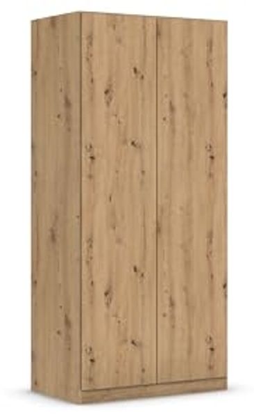 Rauch Möbel Costa, Kleiderschrank für Schlafzimmer, Kinderzimmer, Babyzimmer, Garderobe, Flur, 2-türig, Push-to-Open, mit Zubehör Classic, Farbe Eiche Artisan, Holz, Breite 91 cm