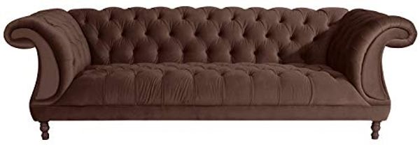 Ivette Sofa 3-Sitzer Samtvelours Braun Buche Nussbaumfarben