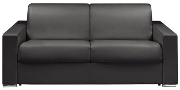 Vente-unique - CALITO Sofa Kunstleder Schwarz - B 223 cm94 cm x H 99 cm x L 194 cm