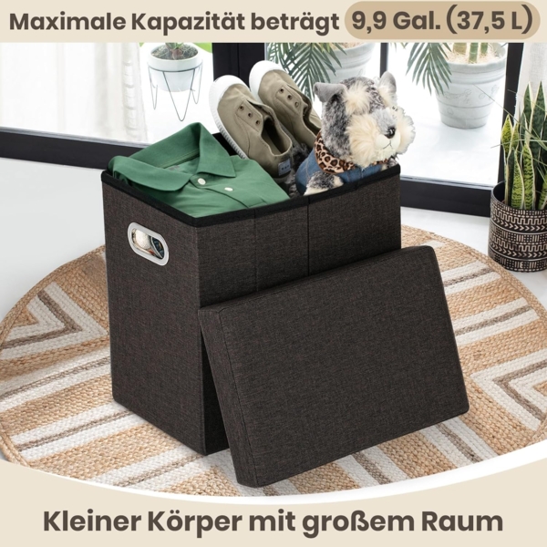COSYLAND Sitzhocker mit Stauraum - 42 x 27 x 42 cm Hocker mit Stauraum - Kleine Klappbare Sitzbank - Fußbank & Aufbewahrungsbox bis 200 kg - für Wohnzimmer, Schokolade Bild 6