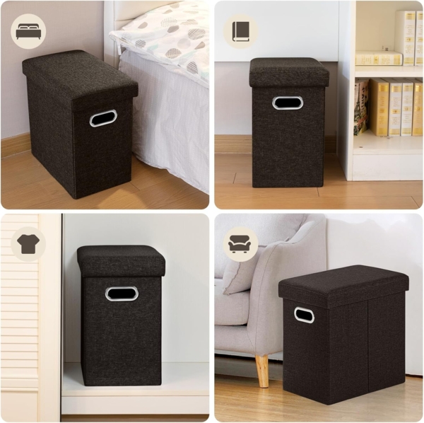 COSYLAND Sitzhocker mit Stauraum - 42 x 27 x 42 cm Hocker mit Stauraum - Kleine Klappbare Sitzbank - Fußbank & Aufbewahrungsbox bis 200 kg - für Wohnzimmer, Schokolade Bild 8