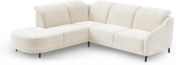 CAVADORE Ecksofa Blue/Eckcouch im modernen Design, inklusiv Kopfteilverstellung, Vorziehsitz motorisch und mattschwarzen Metallfüßen / 258 x 93 x 249 / Mikrofaser, Naturweiß Bild 1