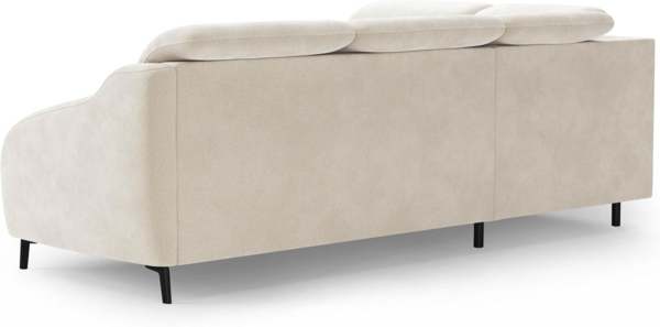 CAVADORE Ecksofa Blue/Eckcouch im modernen Design, inklusiv Kopfteilverstellung, Vorziehsitz motorisch und mattschwarzen Metallfüßen / 258 x 93 x 249 / Mikrofaser, Naturweiß Bild 6