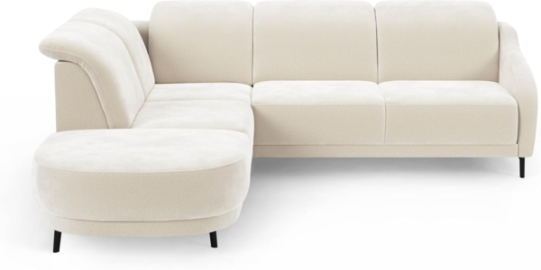 CAVADORE Ecksofa Blue/Eckcouch im modernen Design, inklusiv Kopfteilverstellung, Vorziehsitz motorisch und mattschwarzen Metallfüßen / 258 x 93 x 249 / Mikrofaser, Naturweiß Bild 8