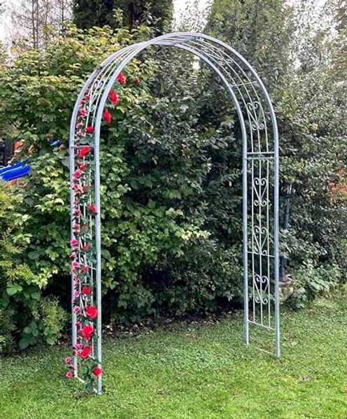 DanDiBo Rosenbogen Metall Verzinkt Massiv 150 cm Torbogen 96520 Wetterfest Rundbogen Volleisen Rankhilfe Gartenbogen Feuerverzinkt