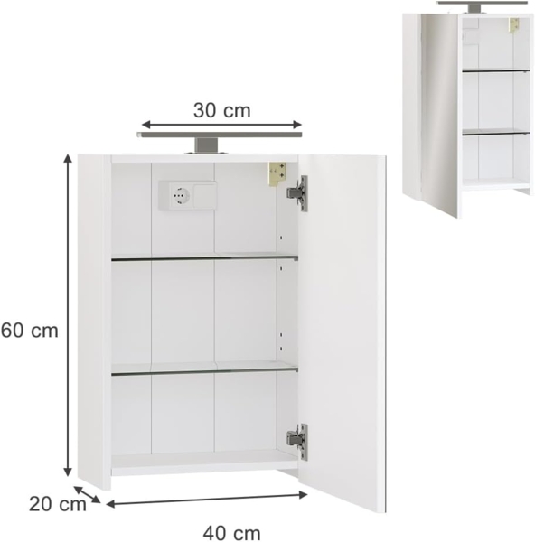 Badspiegelschrank Lavio Weiß 40 x 60 cm mit LED-Beleuchtung Vicco Bild 3