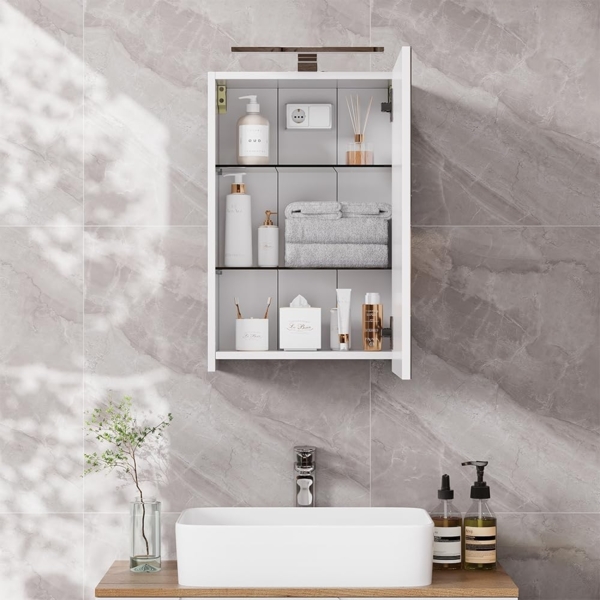 Badspiegelschrank Lavio Weiß 40 x 60 cm mit LED-Beleuchtung Vicco Bild 6