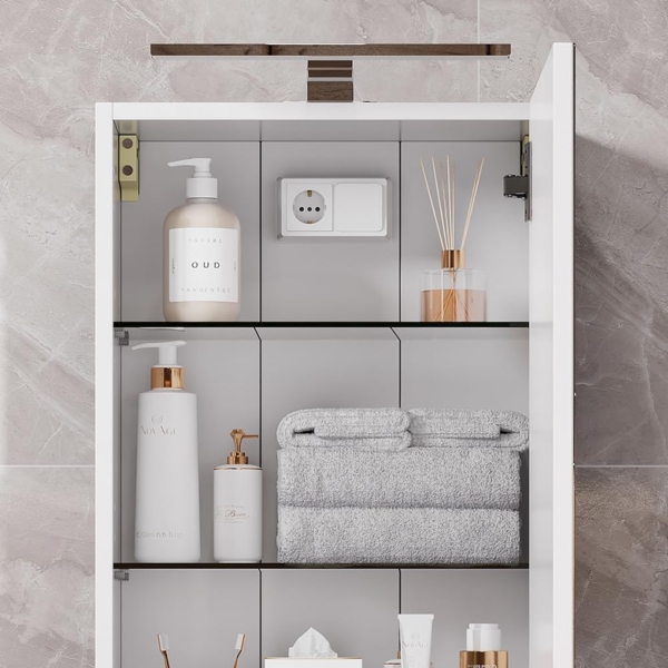 Badspiegelschrank Lavio Weiß 40 x 60 cm mit LED-Beleuchtung Vicco Bild 4