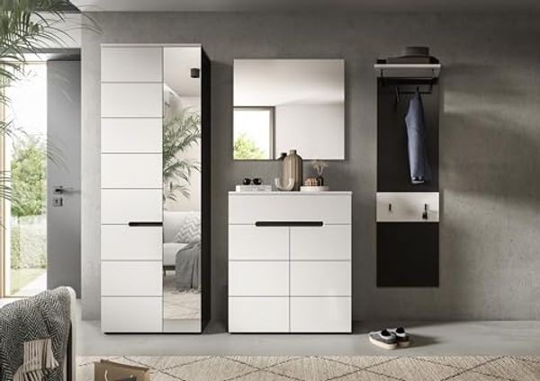 Garderoben-Set >Canu< in Basalt Grau / Weiß - 220x190x37cm (BxHxT)