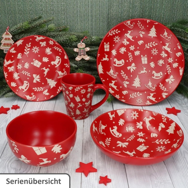 MamboCat Frühstücksteller 6er Set Advent Kuchenteller Ø20cm Rot Weihnachten Dessert Gebäck Bild 5