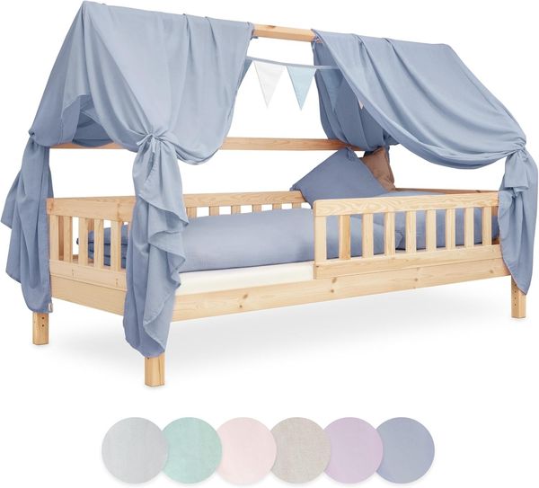 Ehrenkind Betthimmel Deko Hausbett, Kinderzimmer-Deko-Set (Kinderzimmer Deko), Betthimmel & Wimpelkette für magische Momente, hochwertige Materialien