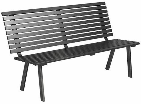 Outsunny Gartenbank mit breitem Sitz, Lamellendesign (Balkonbank, 1-St, Outdoor Sitzbank), für Garten Park 154 x 68 x 88 cm Schwarz