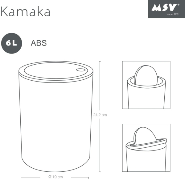 MSV Bad Serie "ASPEN" Design Kosmetikeimer Bad Treteimer Schwingdeckeleimer Abfallbehälter mit Schwingdeckel 6 Liter (ØxH): ca. 18,5x26 cm rot Bild 10